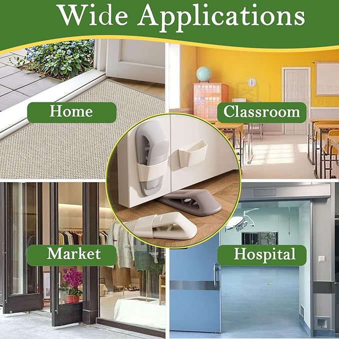 Fursafe&Q Rubber Door Stoppers for Bottom of Door, Door Stop Wedge with Holder, Heavy Duty Doorstops 8 Pack, Wall Protector for Home & Office & School & Commercial Doorstop Keep Open Stack Grey