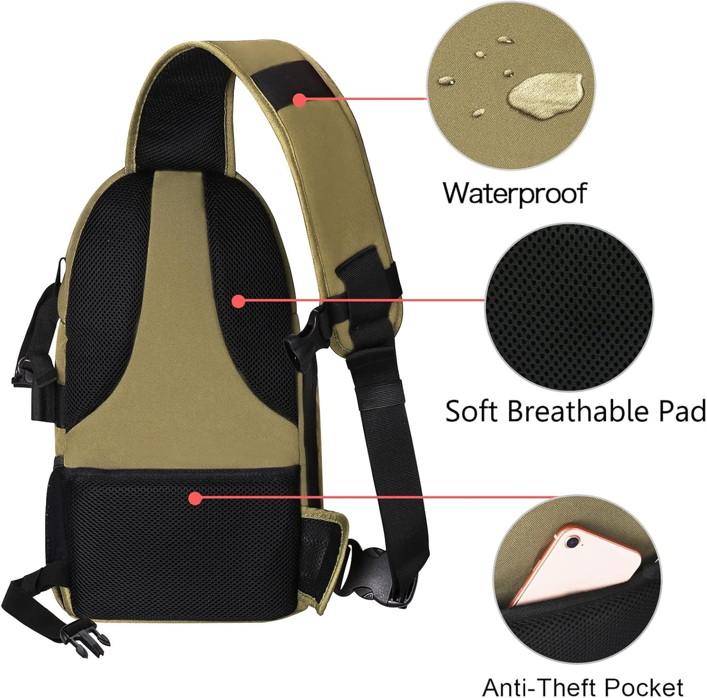 MOSISO Camera Sling Bag, DSLR/SLR/Mirrorless Camera Backpack Case Shockproof Photography Backpack with Tripod Holder & Removable Modular Inserts Compatible with Canon/Nikon/Sony/Fuji