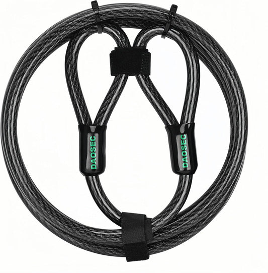 10 ft x 1/2" Heavy Duty Cut-Proof Security Cable | Flexible Vinyl-Coated Braided Steel with Looped Ends | Weatherproof Anti-Theft Locking Cable for Bikes, Gates, Kayaking & Outdoor Equipment