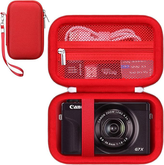RAIALL Camera Case for Canon PowerShot SX740 HS/ SX730 HS/ SX720 HS/ SX620 HS Digital Camera, 4K Video Camera Hard Carrying Case Protective Travel Bag, Mesh Pocket for Batteries and USB Cable, Red