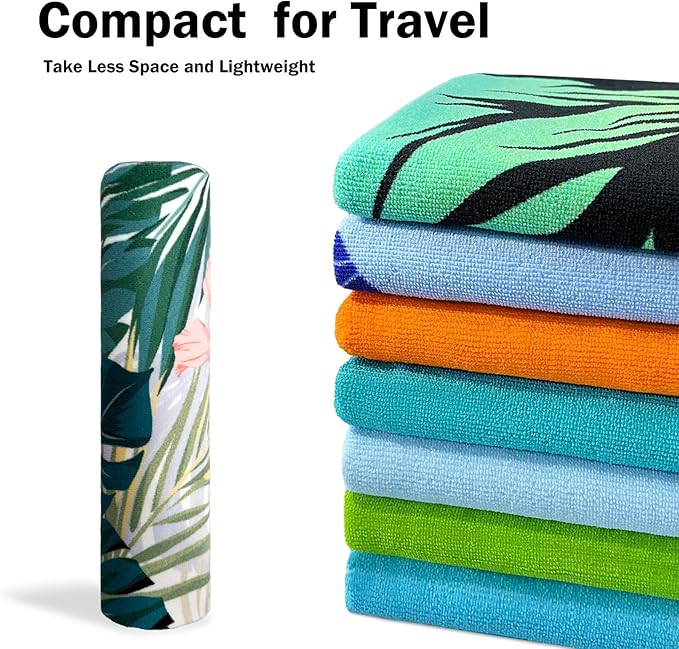 cabanana Sand Free Beach Towel - Large Oversized Beach Towel Sandproof 70x35 Big Microfiber Quick Dry Pool Towel, Thin Lightweight Compact for Travel Swimming Bath for Adults Women Men (Flower)
