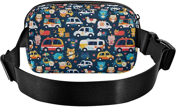 Kawaii Animal Car Fanny Pack for Women Men Water Resistant Fashion Waist Packs with Adjustable Strap Belt Bag for Travel Workout Jogging Hiking 21220288