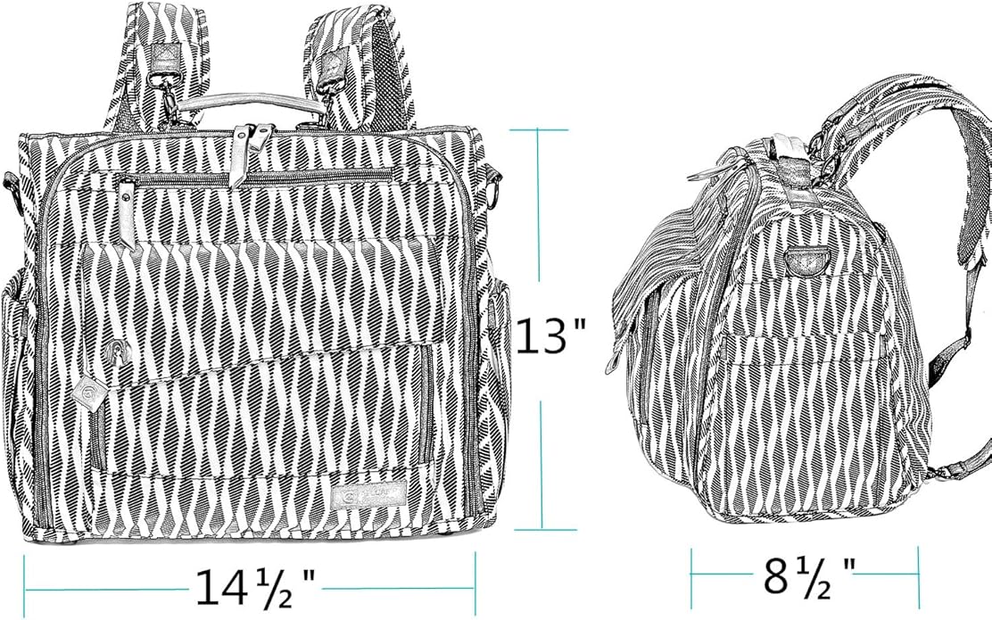 ALLCAMP Diaper Backpack, Waterproof Large Capacity Baby Bag, Multi-Function Nappy Bag with Stroller Hooks, Convertible Tote