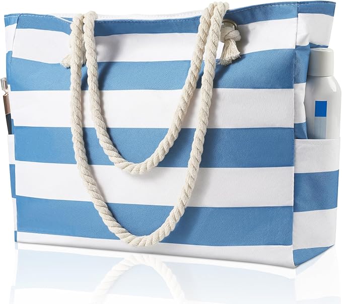 Clothirily Beach Bag for Women - Large Beach Tote Bag, Waterproof Sandproof Beach Bag with Zipper, Large Swim Pool Beach Tote