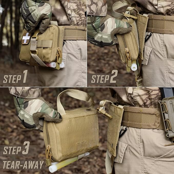 LIVANS Tactical IFAK Pouch, Rip Away Molle First Aid Bag Tear-Away Medical Pouch Emergency EMT Bag for Travel Outdoor Hiking(Pouch Only, First Aid Kits NOT Included)
