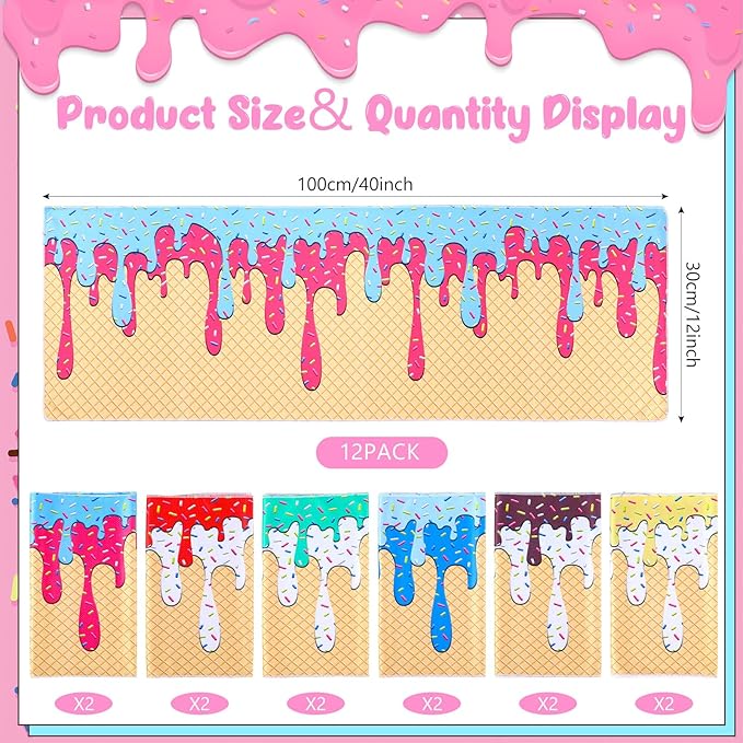 24 Pcs Sport Gifts, Includes 12 Pcs Cooling Towels 40"x12" Workout Towels, 12 Portable Fan Mini Handheld Fan for Team Gift Sport Party Favors, Battery Not Include (Baseball Ice Cream,Colorful)