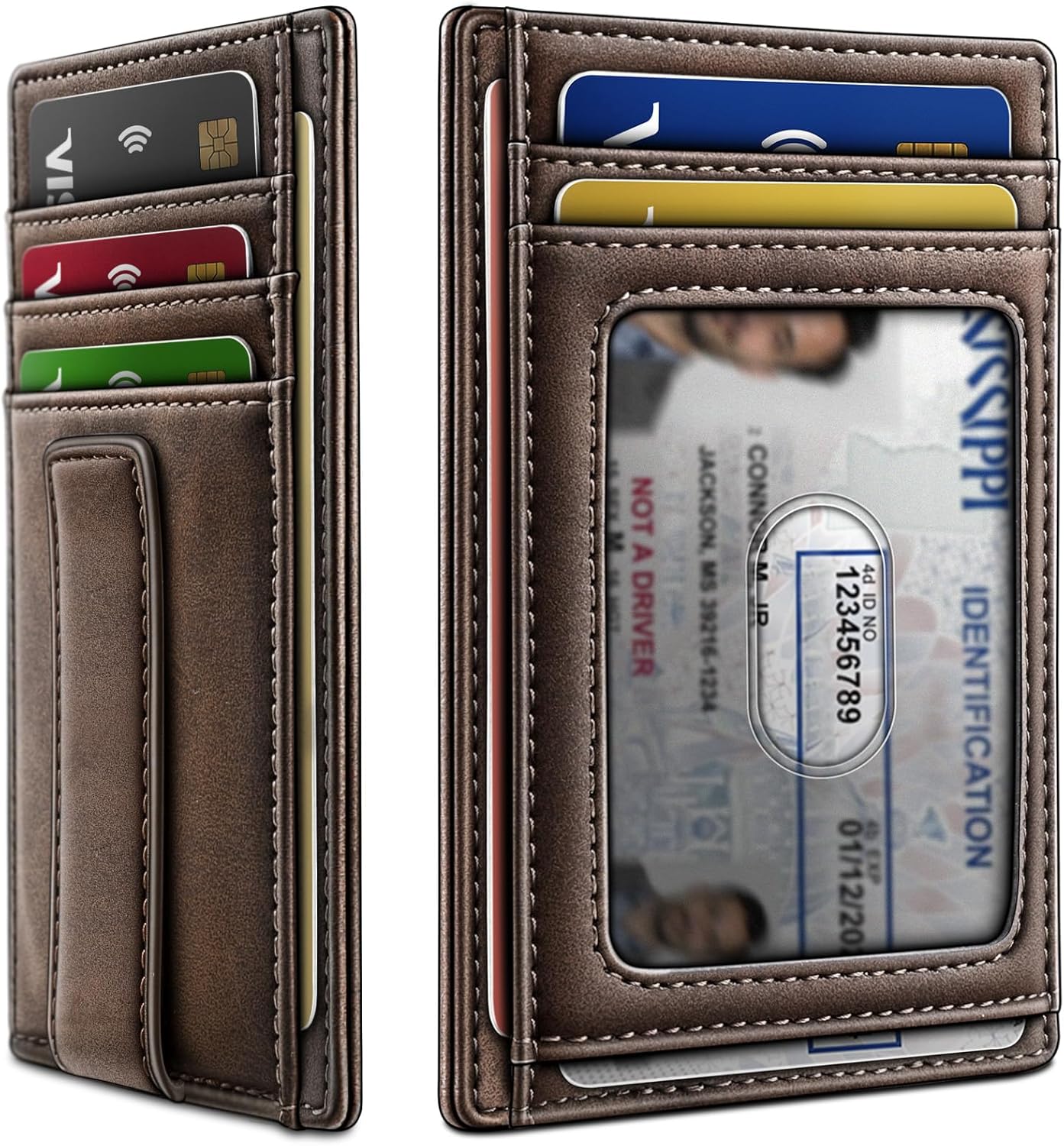 BULLIANT Men Wallet,Slim Leather Wallet Money Clip Card Hodler For Men Gift 8 Cards RFID Blocking