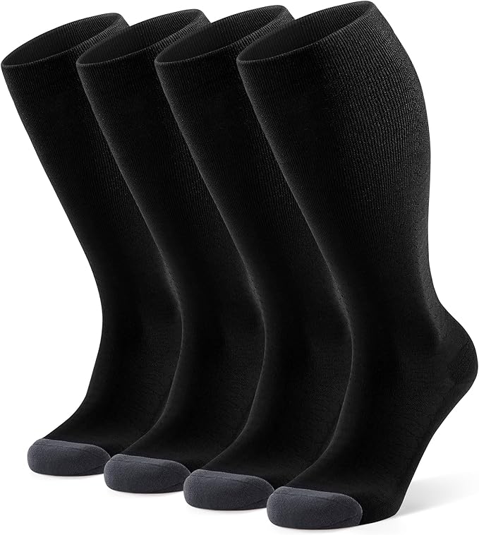 FITRELL 4 Pairs Compression Socks for Women & Men, 15-20mmHg Circulation Support for Athletic Travel Daily Wear