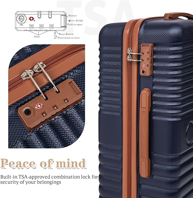 Carry on Luggage 22x14x9 Airline Approved, Suitcases with Wheels Hardshell, Lightweight Hardside Luggage Set with TSA Lock, 20Inch Blue Carry on Suitcase
