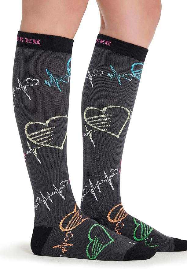 Cherokee Women's 10-15mmHg Compression Socks – Fun Print Knee Highs with Light Support, Soft Feel - PRINTSUPPORT