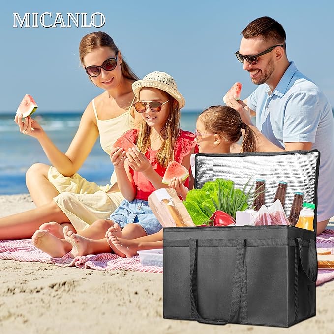 Insulated Food Delivery Bag, Commercial Grade Pizza Carrier for Hot and Cold Food, Large Reusable Catering Cooler Bag 22x15x14, Pizza Delivery Box for Uber Eats, Door Dash Essentials