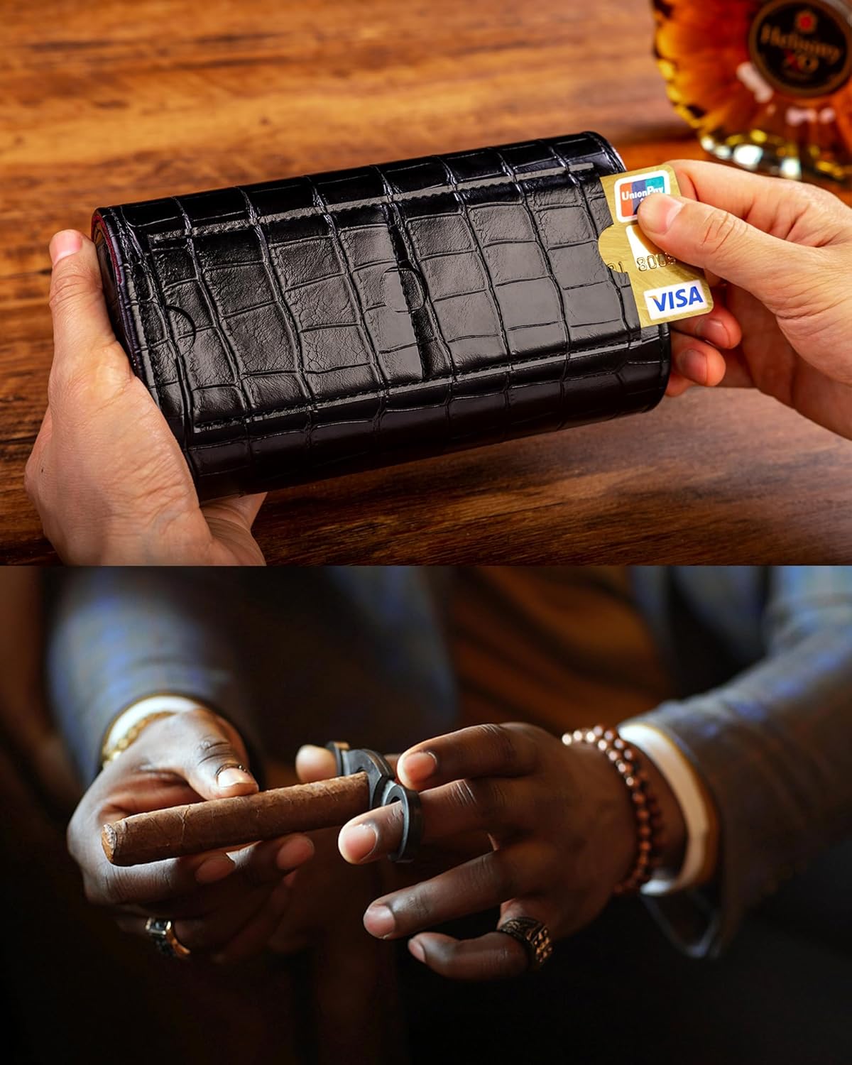 MR.OKAY 2 Watch Travel Case- Classic Leather Watch Case With Superb Texture.(Portable Watch Roll Or Organizer For Storage And Display).Festival Gift For Men, All Handcrafted By Artisans.