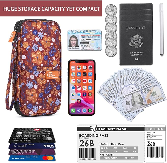 VanFn RFID Travel Passport Wallet, Family Passport Holder, Trip Document Organizer P.Travel Series