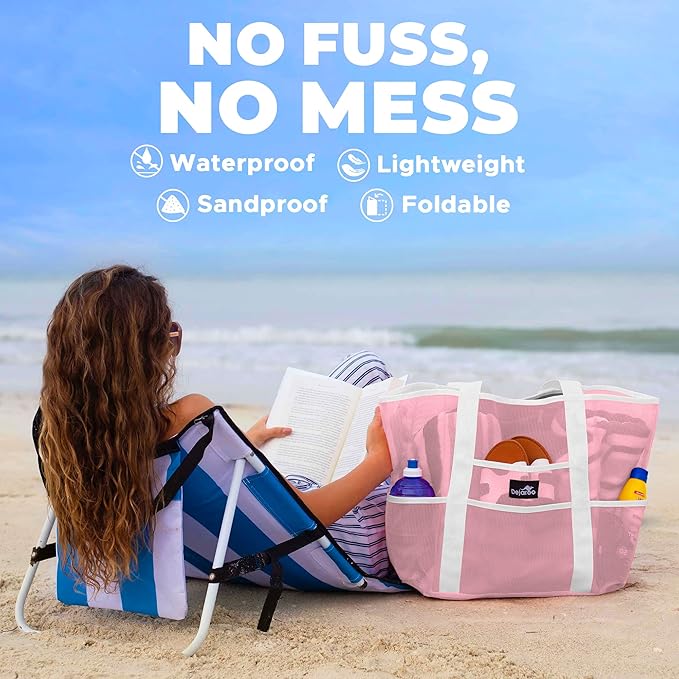 Dejaroo Mesh Sand Free Bag - Strong Lightweight Bag For Beach & Vacation Essentials. Tons of Storage!