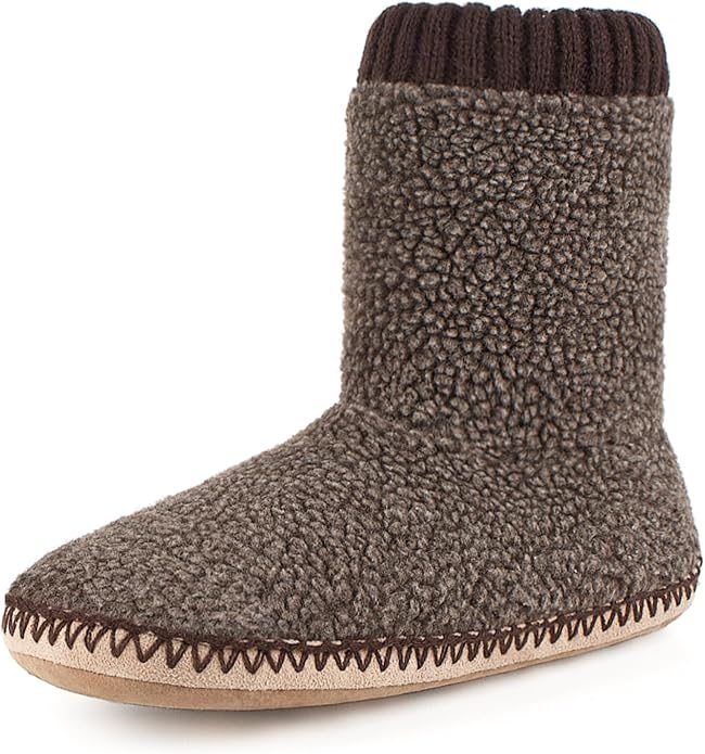 cosyone1997 Boot Slippers for Men Indoor Soft Sole, Warm Fuzzy Slipper Socks with Non Slip Grips