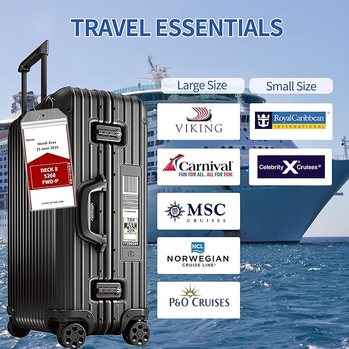 30 Pack Luggage Tags Travel Essentials & Cruise Essentials for NCL, Princess, Carnival, Royal Caribbean & Celebrity Cruise Ships by SEAVILIA