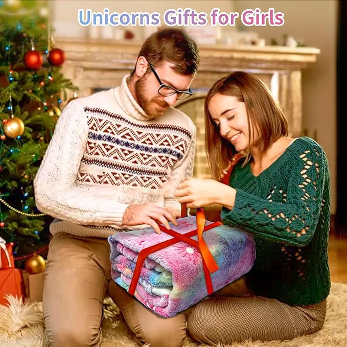 Unicorn Blanket for Girls, Glow in The Dark Blankets for Kids, Personalized Blankets for Baby/Toddler, Unicorns Gifts for Girls Age 1-12, Soft Fleece Blanket 50"x 60"