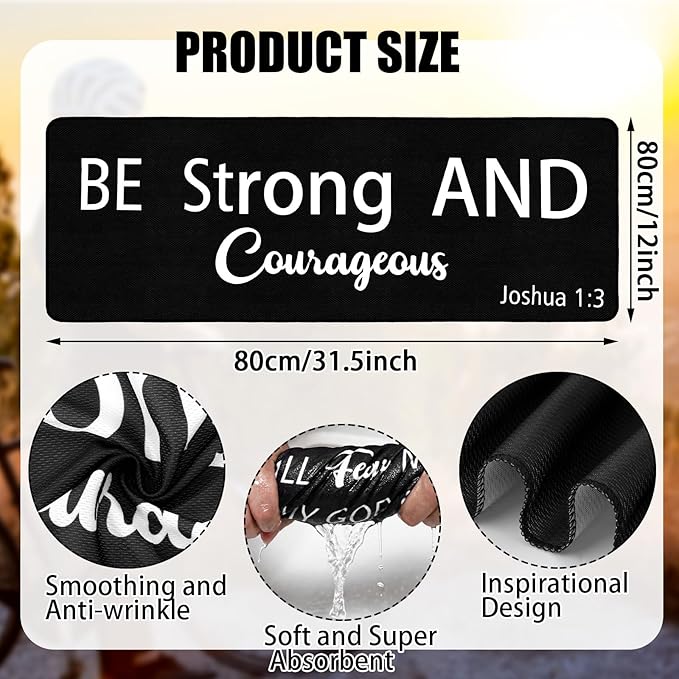 Moukeren 12 Pcs Christian Gifts for Men Bulk Bible Verse Cooling Towels Inspirational Sports Sweat Rag for Gym Yoga Running Religious Towels for First Communion Baptism Party Favors