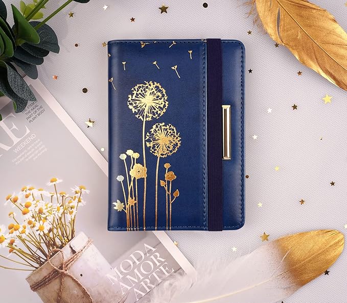 Women's Fashion Dandelion Passport Wallet, Blue, RFID Blocking, 7 Compartments, Faux Leather