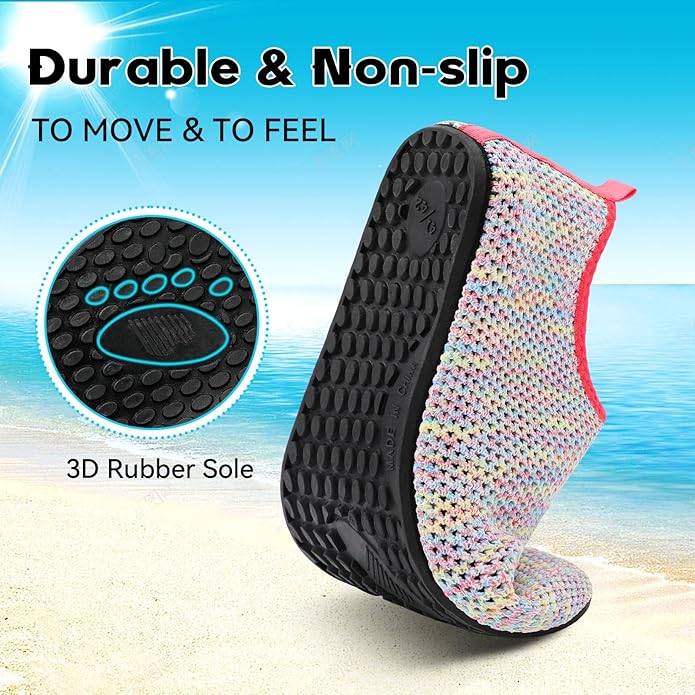 Scurtain Barefoot Water Shoes for Women Men Beach Swim Aqua Socks Summer Quick-Dry Sandals Slippers