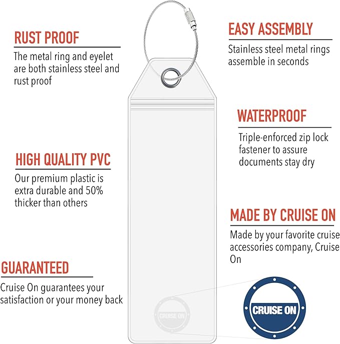 Cruise On Royal Caribbean Cruise Luggage Tag Holder (4 Pack) – Fits All Royal Caribbean Ships, Durable Travel ID Holders for 2026-2027 Cruises, Clear Waterproof Cruise Essentials