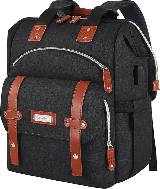 FALANKO Laptop Backpack for women, Doctor Teacher Work RFID Anti Theft Laptops Backpack with USB Charging Port, Wide Open College Travel 15.6 Inch Computer Bag for Men Women
