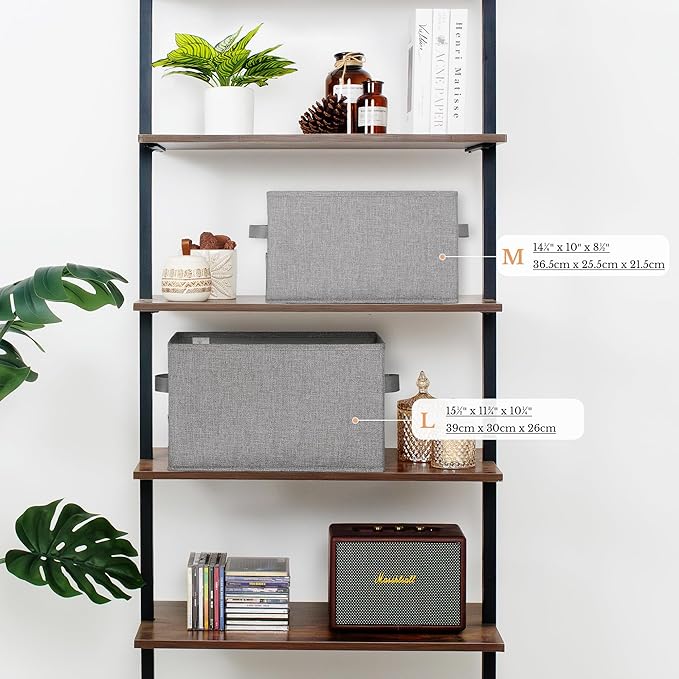 GRANNY SAYS Storage Bins for Shelves, Closet Bins with Label Holders, Fabric Storage Bin for Bedroom, Decorative Storage Containers for Organizing Living Room, Dark Gray, Medium, 3-Pack