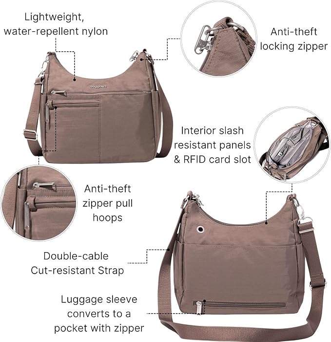 Baggallini Women's Securtex Anti-theft Free Time Crossbody Bag | Securtex, Anti-Theft