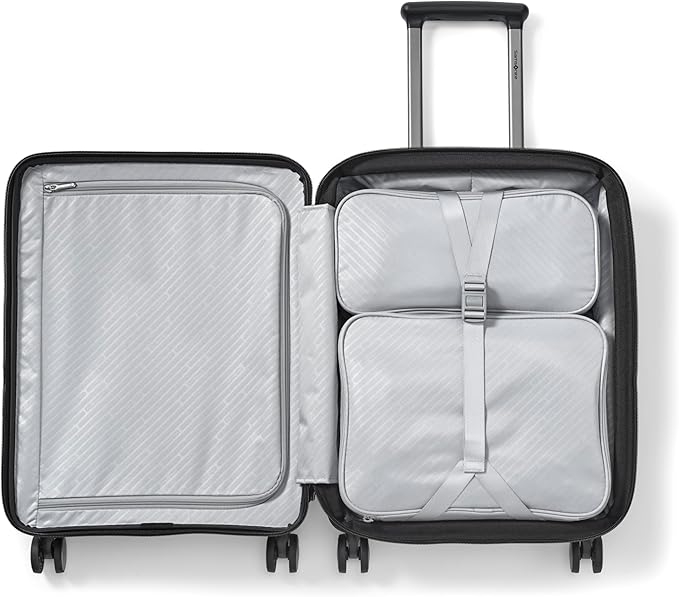 Samsonite Paralux Carry-On Luggage - Innovative Design - Quick Access Front Pocket - Dual Suspension Wheel Technology - TSA Lock - Expandable - Includes Removable Packing Cubes - Black