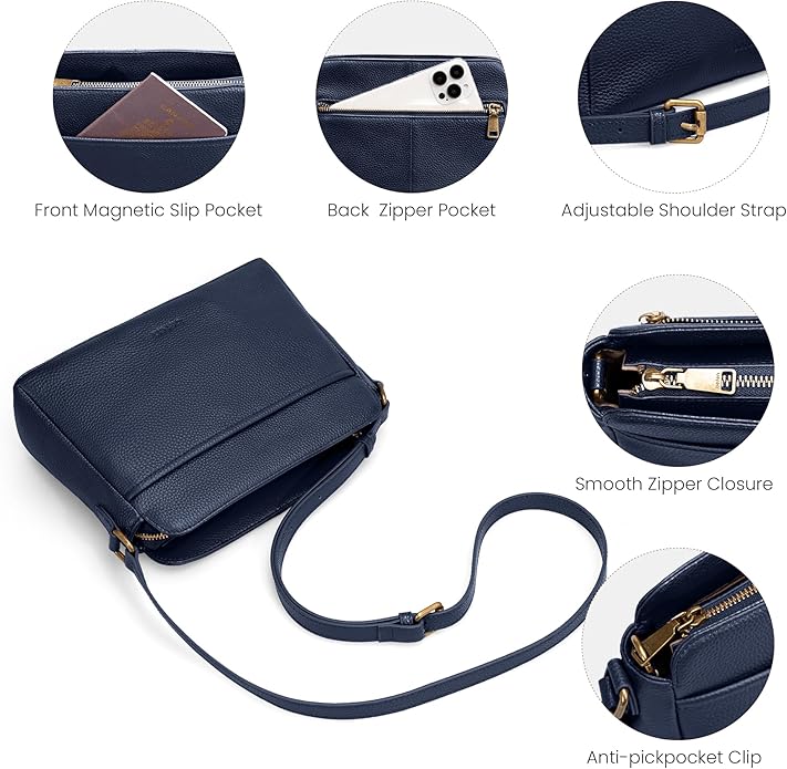 befen Anti-theft Crossbody Bag for Women Genuine Leather, Small Cross Body Shoulder Handbags with RFID Card Slots