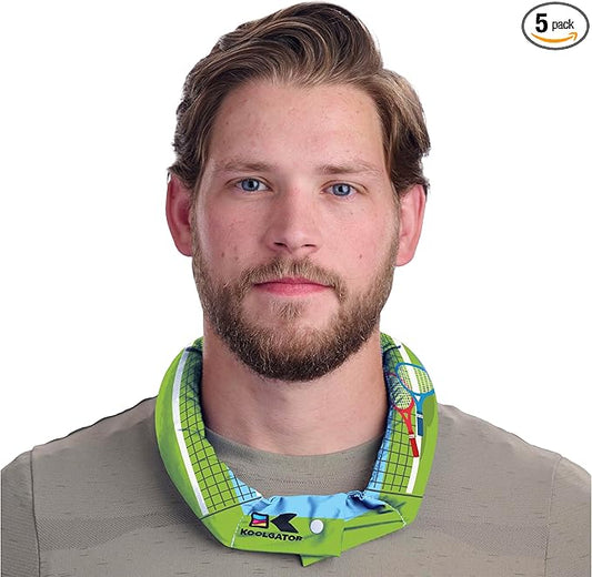 KOOLGATOR Evaporative Cooling Neck Wrap – Reusable Neck Cooler with Long Lasting Relief During Hot Weather Activities, Sports, & Outdoor Work, Tennis Court, 5 Pack