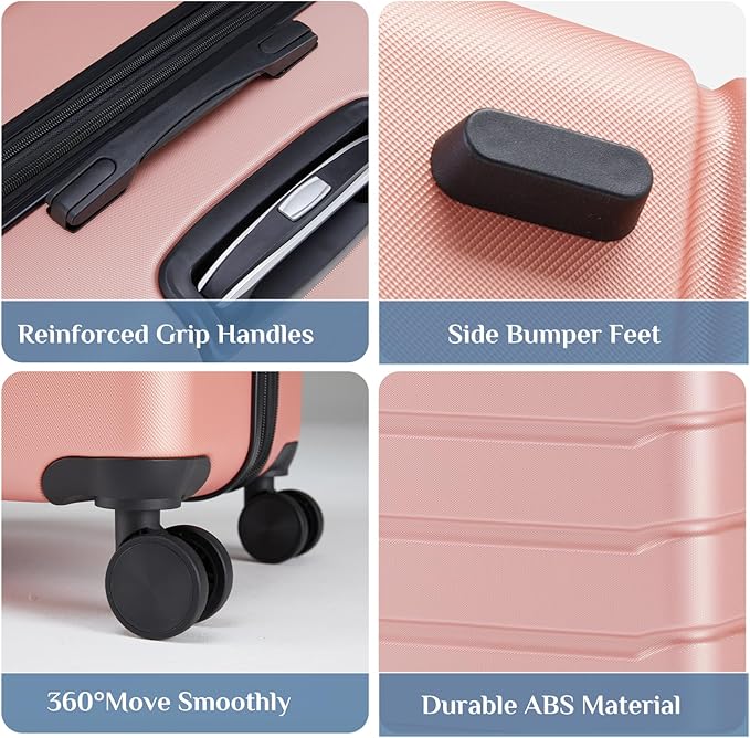 OLIXIS 29 Inch Luggage, Hardside Checked Suitcase with Spinner Wheels, Lightweight ABS Hard Shell Travel Luggage, TSA Approved Lock, Expandable Large Suitcase for Business & Travel–Pink