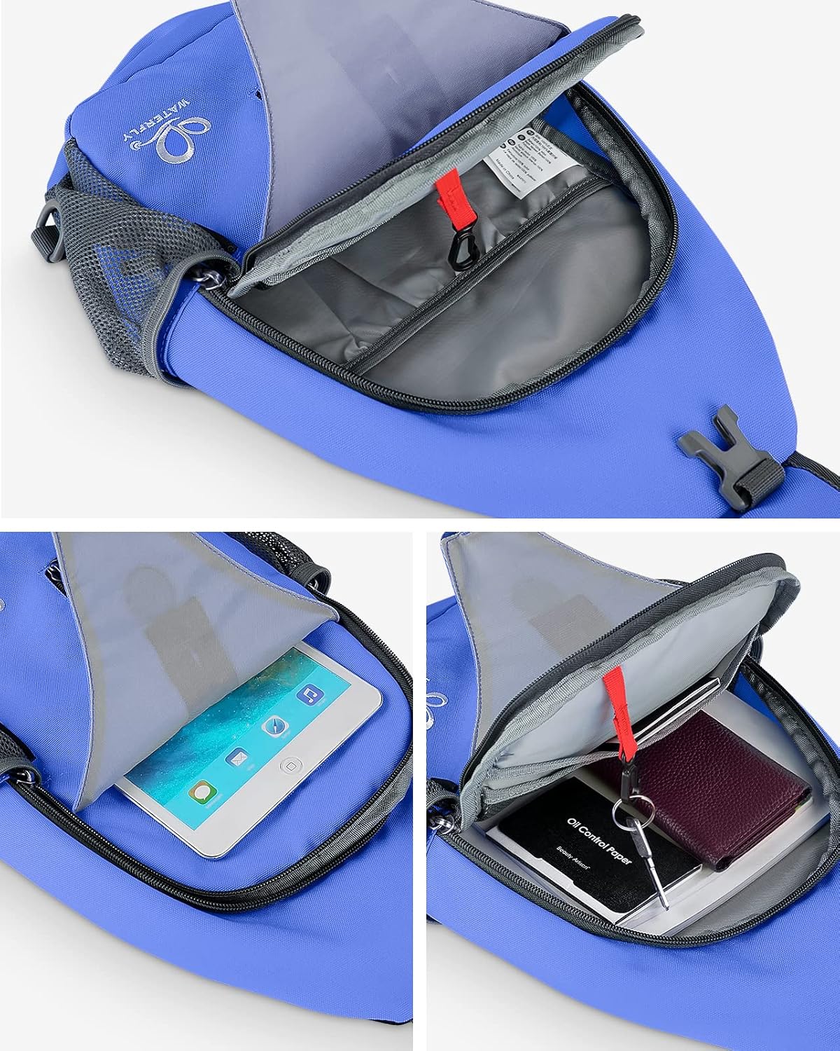 WATERFLY Crossbody Sling Backpack Sling Bag Travel Hiking Chest Bag Daypack