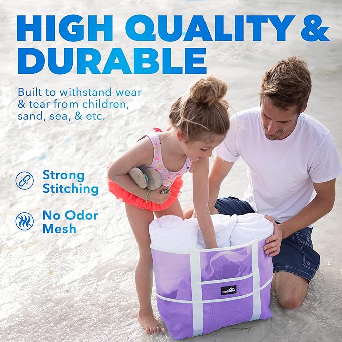 Dejaroo Mesh Sand Free Bag - Strong Lightweight Bag For Beach & Vacation Essentials. Tons of Storage!