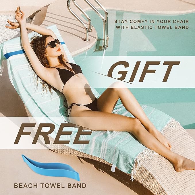 6 Packs Turkish Beach Towel Bathroom Bath Towels Set Bulk Soft Cotton Extra Large Sand Resistant Fast Drying Compact Packable Lightweight Sandrpoof Repellent Anti Repels Foldable Chamois