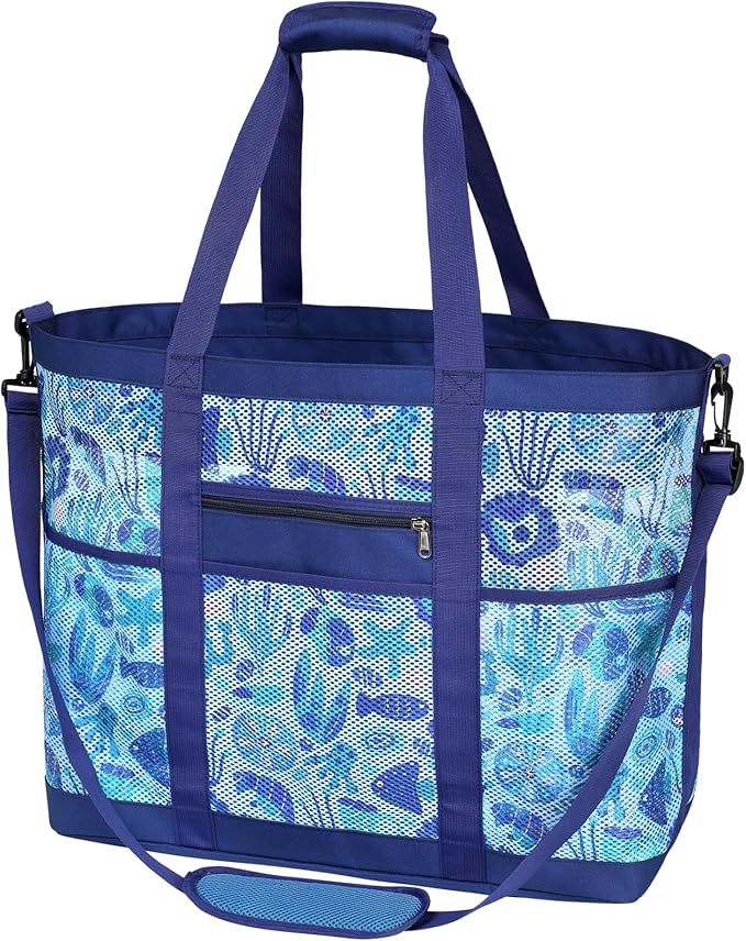 F-color Mesh Beach Bag Family - Large Tote Bag for Cruise Pool Toys Beach Vacation Essentials