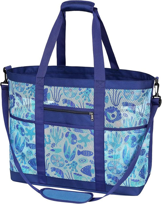 F-color Mesh Beach Bag Family - Large Tote Bag for Cruise Pool Toys Beach Vacation Essentials