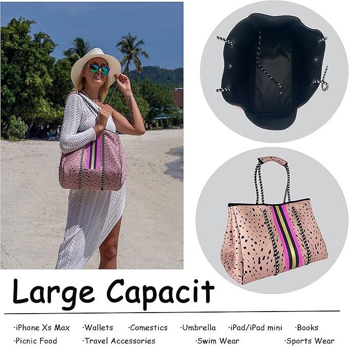 QOGiR Neoprene Multipurpose Beach Bag Tote with Inner Zipper Pocket … … … …