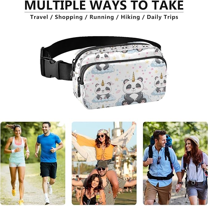 Kawaii Panda Unicorn Fanny Pack for Women Men Water Resistant Fashion Waist Packs with Adjustable Strap Belt Bag for Travel Workout Jogging Hiking 21219076