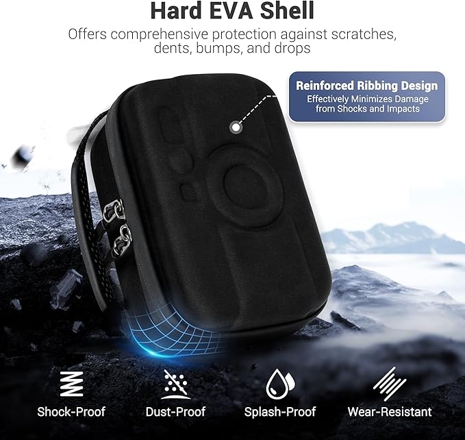 KIWIFOTOS Travel Camera Case EVA Hard Case for Fuji X100VI X100V X100F Sony RX1R III ZV-E10 A6700 A6600 A6100 Lumix S9 +S-R26 Lens with Mesh Pocket Camera Carrying Bag