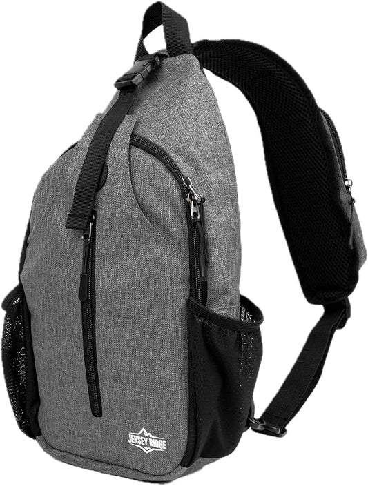 Crossbody Sling Bag – Anti-Theft Carryall Daypack Backpack with Adjustable Chest Strap for Travel or Hiking (Grey)