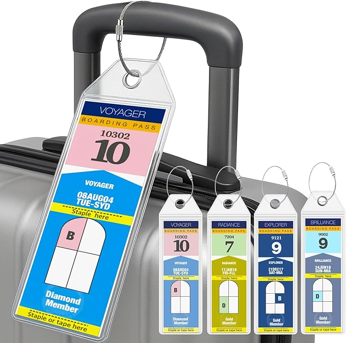 Cruise On Royal Caribbean Cruise Luggage Tag Holder (4 Pack) – Fits All Royal Caribbean Ships, Durable Travel ID Holders for 2026-2027 Cruises, Clear Waterproof Cruise Essentials