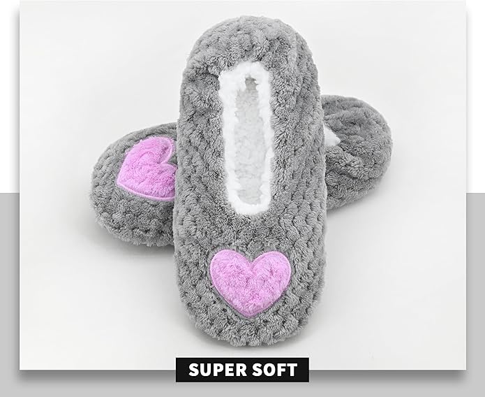 Panda Bros Slipper Socks for Women Grippers, Fuzzy Cozy Fleece Slipper Socks, Soft, Warm House Slippers