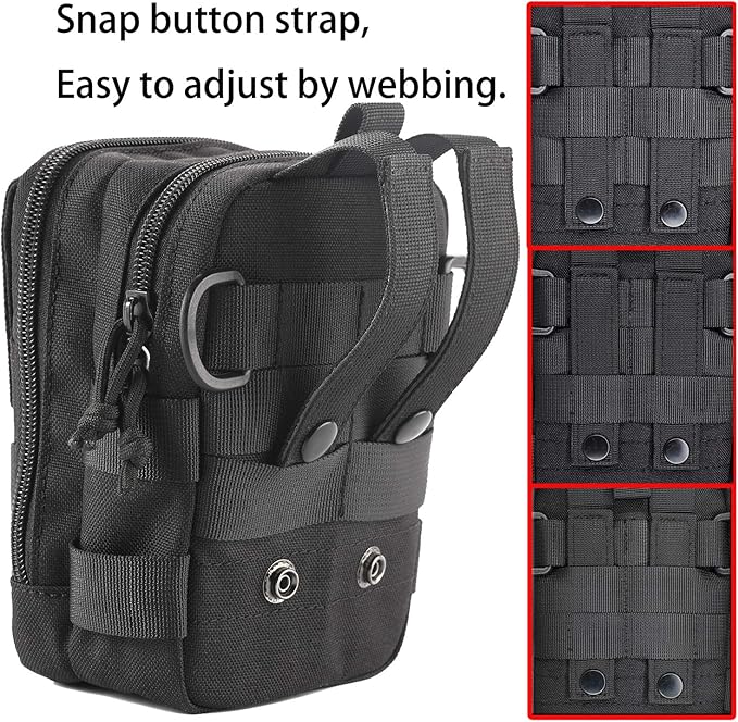 Tactical Phone Holster Pen Holder Molle EDC Belt Organizer Vest Attachment Pocket Tool Kit Gadget Waist Utility Pouch Dog Treat Bag with D-Ring Locking Hook Buckles Carabiner Key Clip