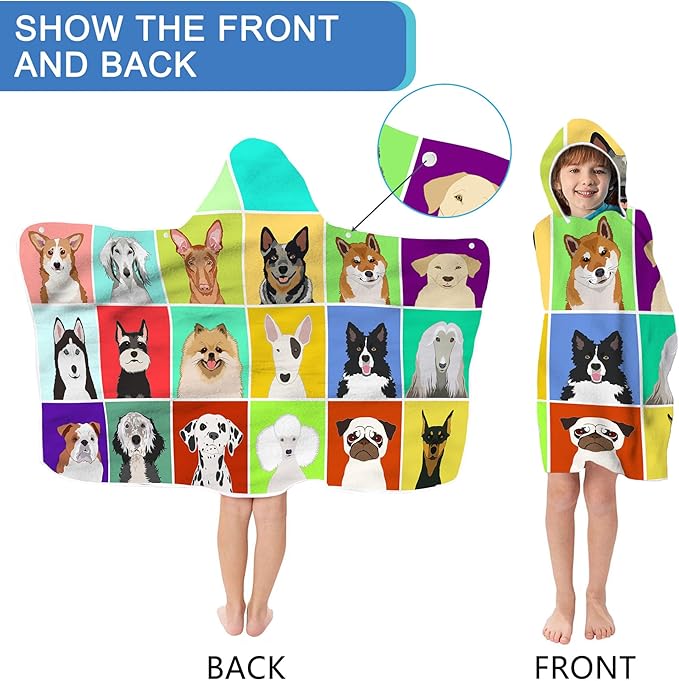 Bonsai Tree Summer Bright Hooded Beach Towel, Dog Lover Kids Poncho Towel for Boys Girls, Quick Dry 30''x50” Bath Towel for Pool Swiming Boys Gifts