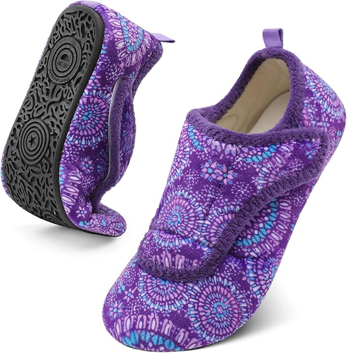 BARERUN Slippers for Women Men Wide House Diabetic Shoes for Women Men Warm Arthritis Edema Swollen Neuropathy Socks Slip on Adjustable Fuzzy Comfy Soft Womens Mens Bedroom Sliipers