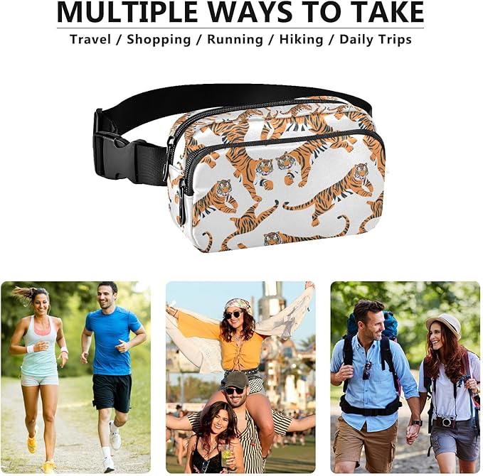 Kawaii Tigers Fanny Pack for Women Men Water Resistant Fashion Waist Packs with Adjustable Strap Belt Bag for Travel Workout Jogging Hiking 21219367