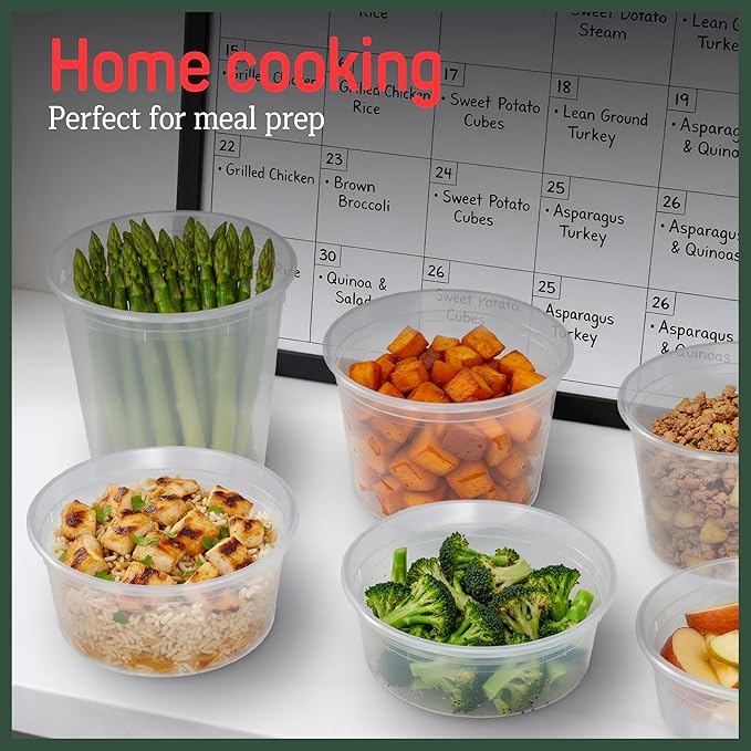 Plastic Deli Containers with Lids 12 oz (Pack of 50) – Leak-Proof, BPA-Free Food Storage Containers for Soup, Slime & Meal Prep, Stackable, Microwave, Dishwasher Safe, Reusable Clear Plastic