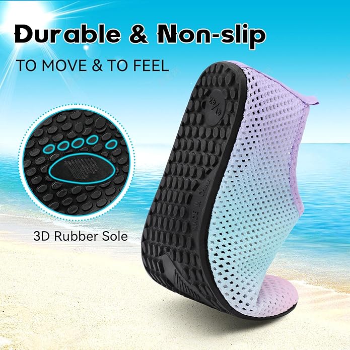 Scurtain Barefoot Water Shoes for Women Men Beach Swim Aqua Socks Summer Quick-Dry Sandals Slippers