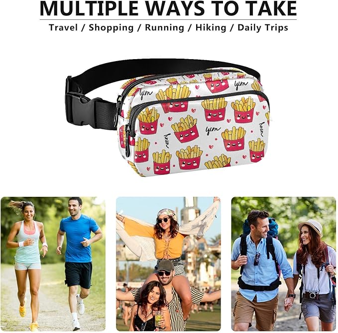 Kawaii Potato Franch Fries Fanny Pack for Women Men Water Resistant Fashion Waist Packs with Adjustable Strap Belt Bag for Travel Workout Jogging Hiking 21219321